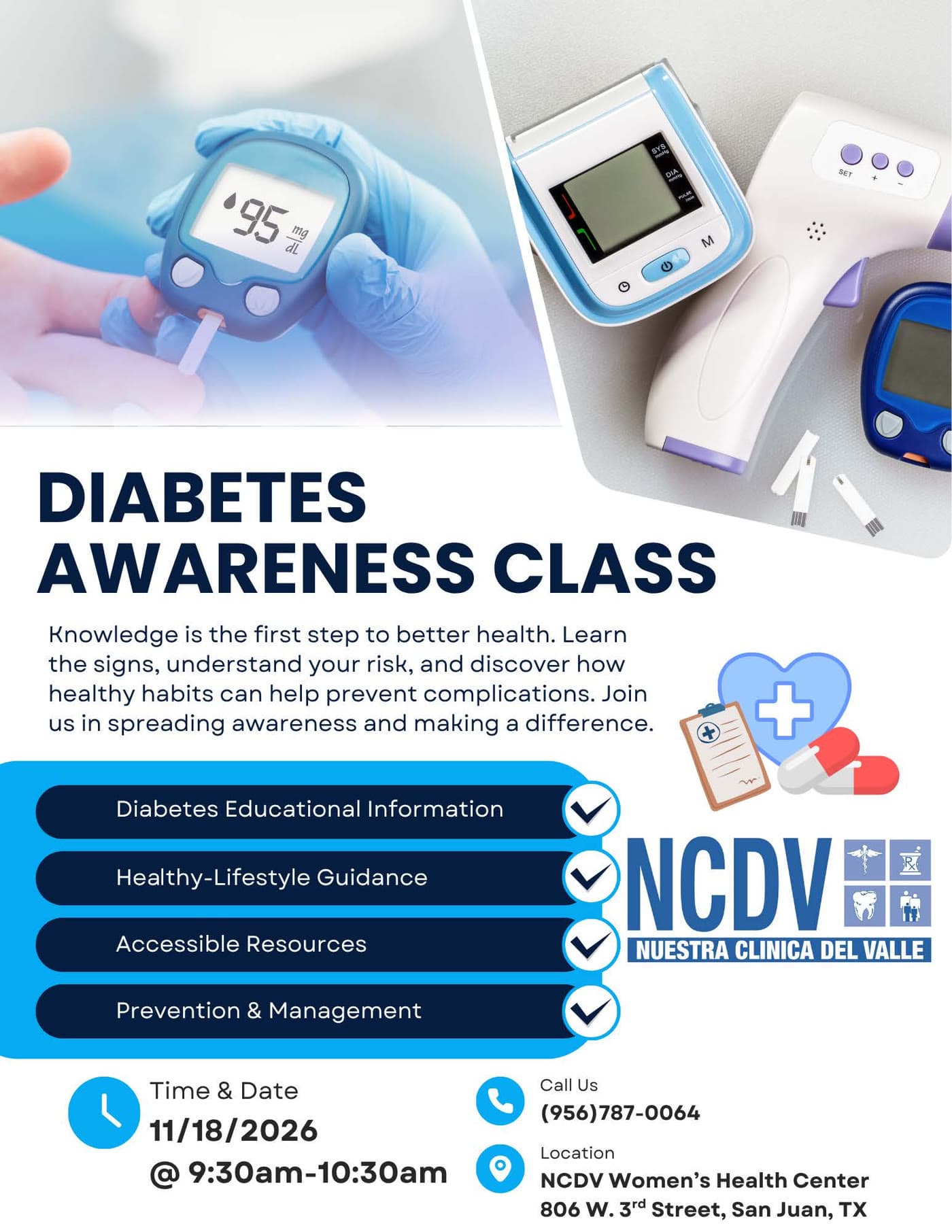 Event flyer for Diabetes Awareness Class on November 18. Opens the full-size image.